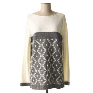 Eleonora Amadei NWT Wool blend Two Tone Grey Off White geometric print Sweater S